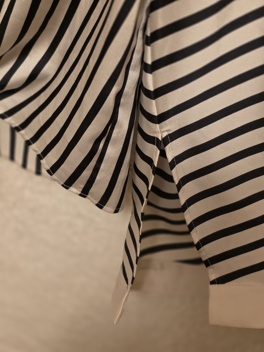 Tie-Front Black & Cream Stripe Blouse - Picture 2 of 3